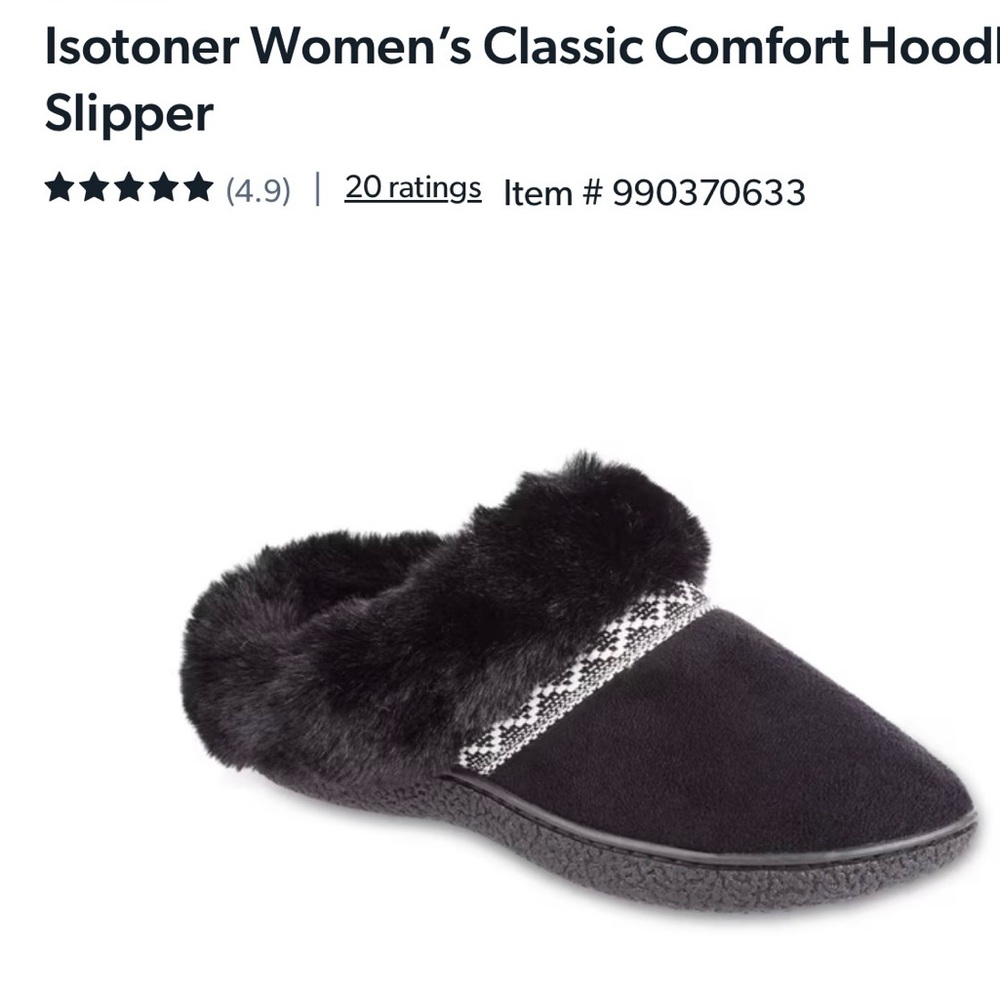 Isotoner women's black slippers 
size 
8-1/2 -9
